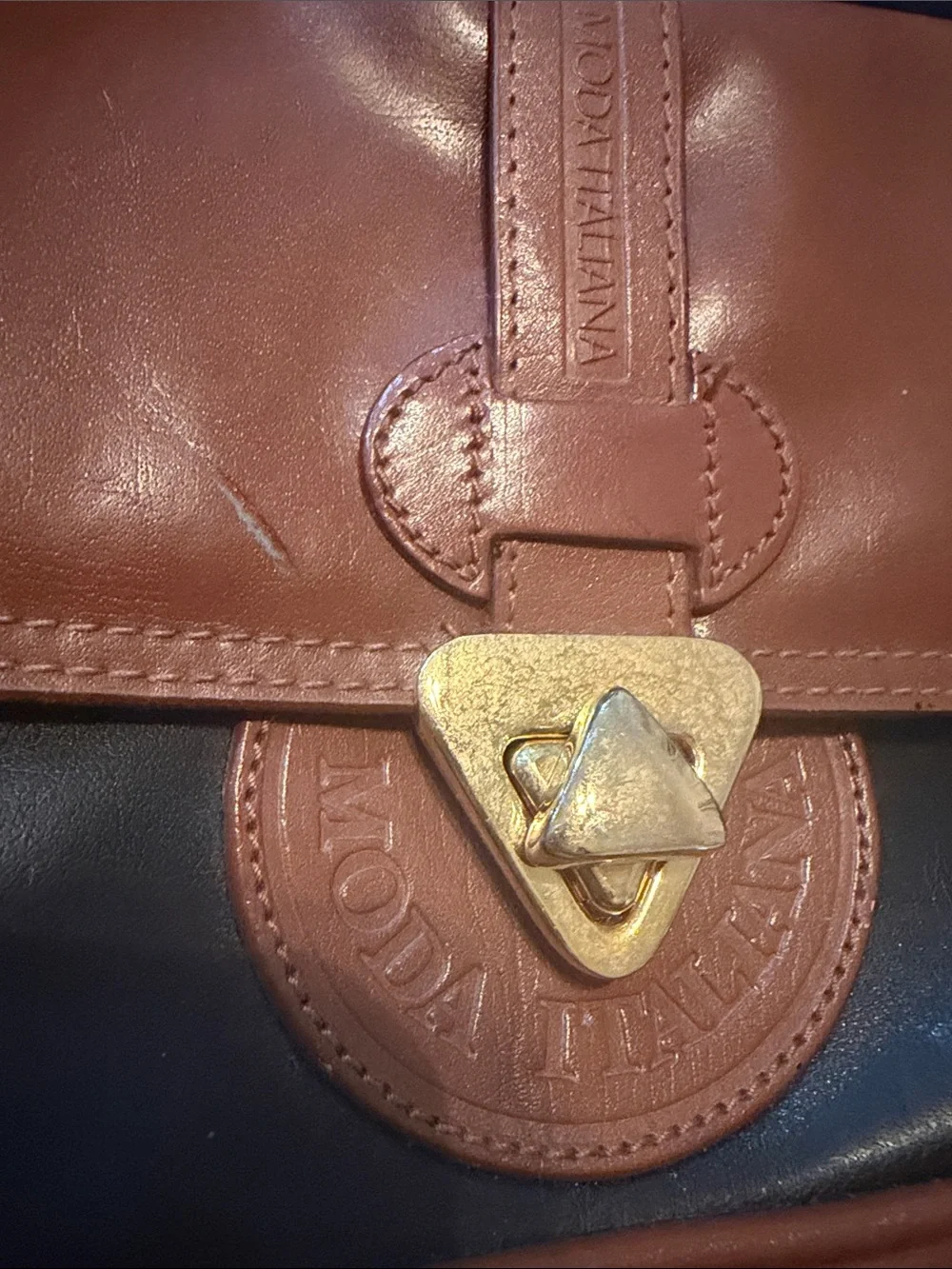 Leather Two-Tone Brown and Black Messenger Bag